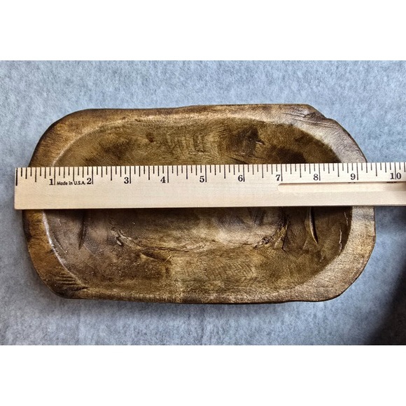 Primitive Wooden Dough Bowl‎ Decorative Salt Bowl Decor Hand Carved Rustic - Picture 4 of 6